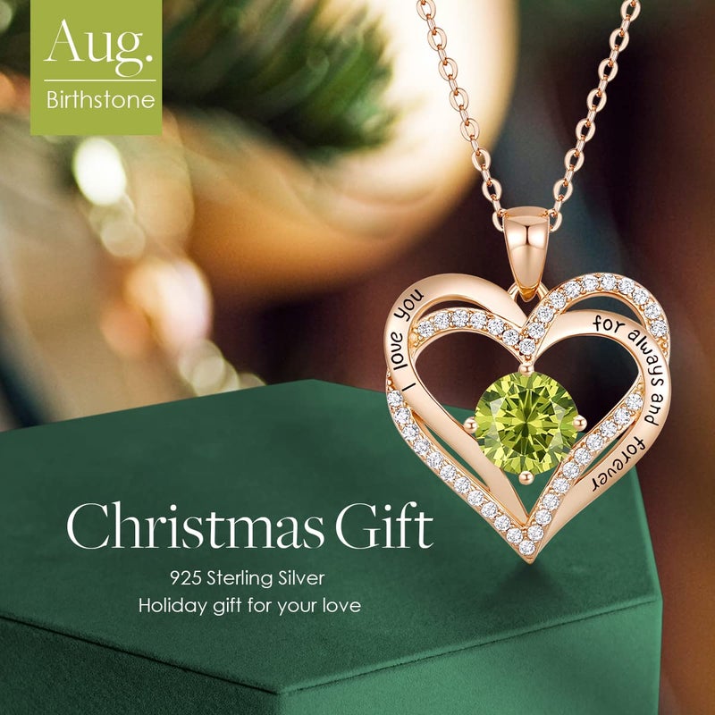 CDE Forever Love Heart Necklaces for Women, Wedding Anniversary, Birthday Mothers Day Gifts for Mom, Mother, Wife, Girlfriend, S925 Silver Jewelry with Birthstone Pendant - Image 3